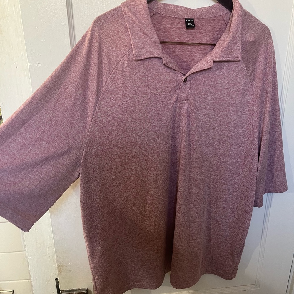 SHEIN Men's 2XL Faded Red Heathered Polo Shirt - Excellent Condition